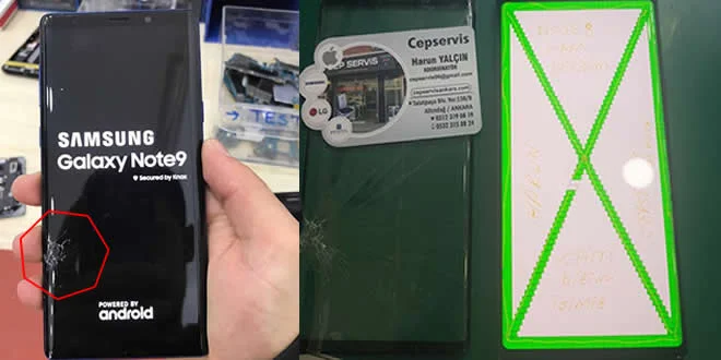 Samsung Galaxy Note 9 ön cam veya iç ekran değişimi